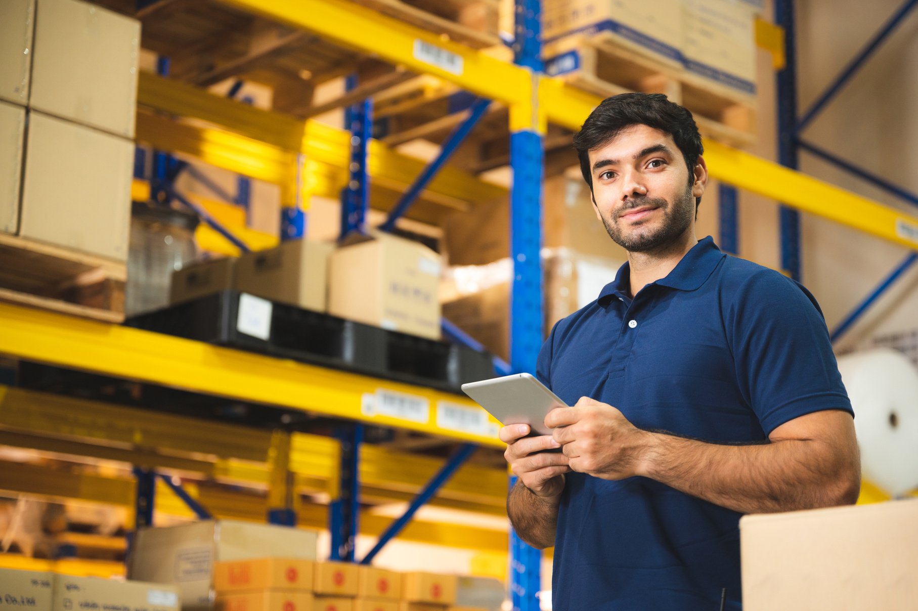 Warehouse Worker Working in Storage Department, Working at Wareh